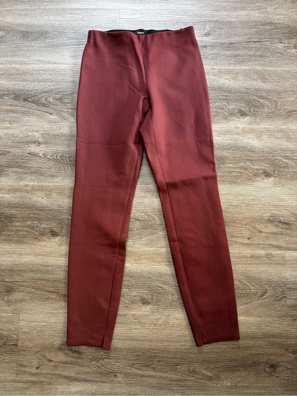 Theory Skinny Legging Core Scuba S Stretch Maroon Red Office Dress Pants